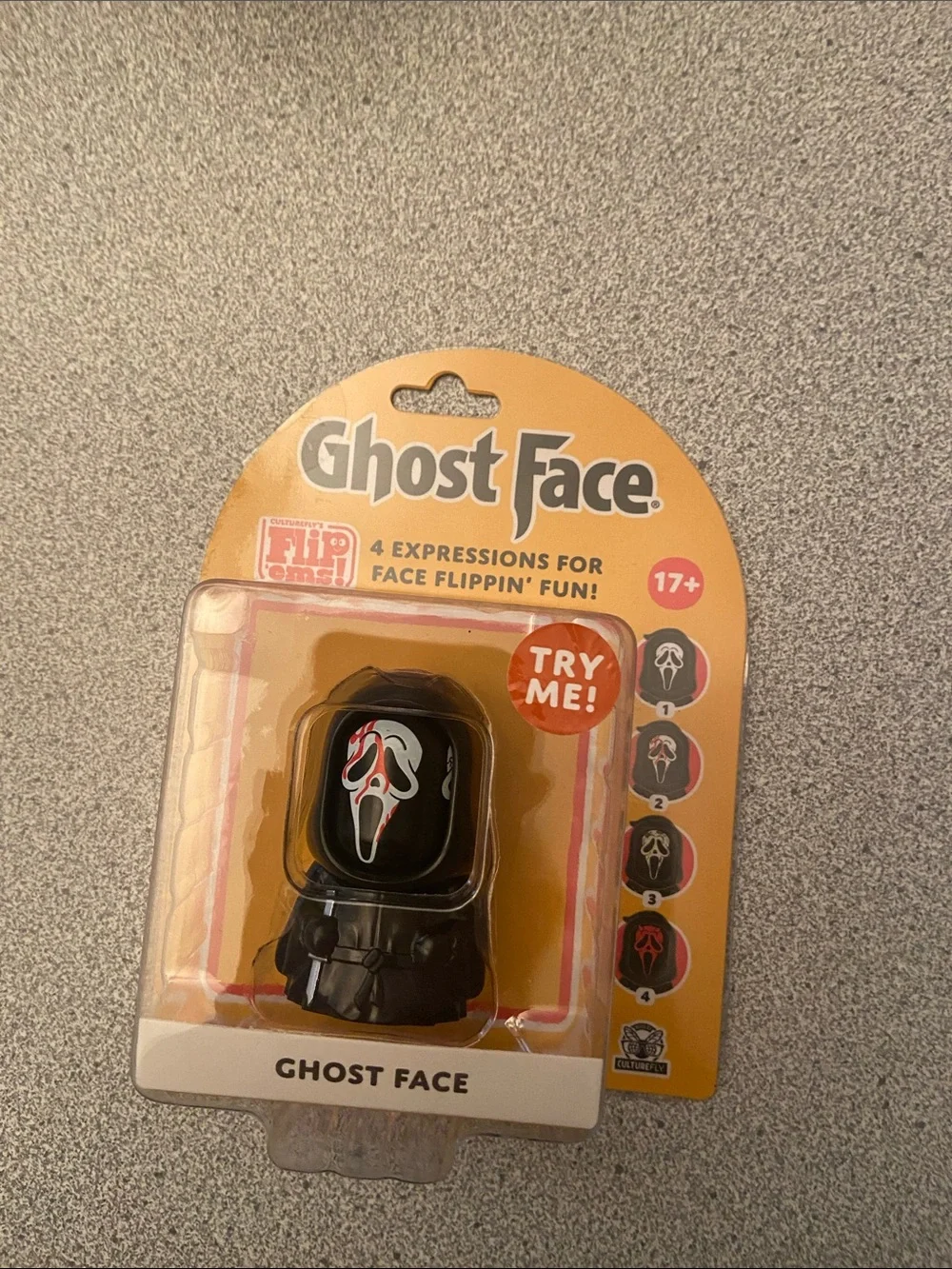 Ghost Face Flip Mask Figure - Black with White & Red Face